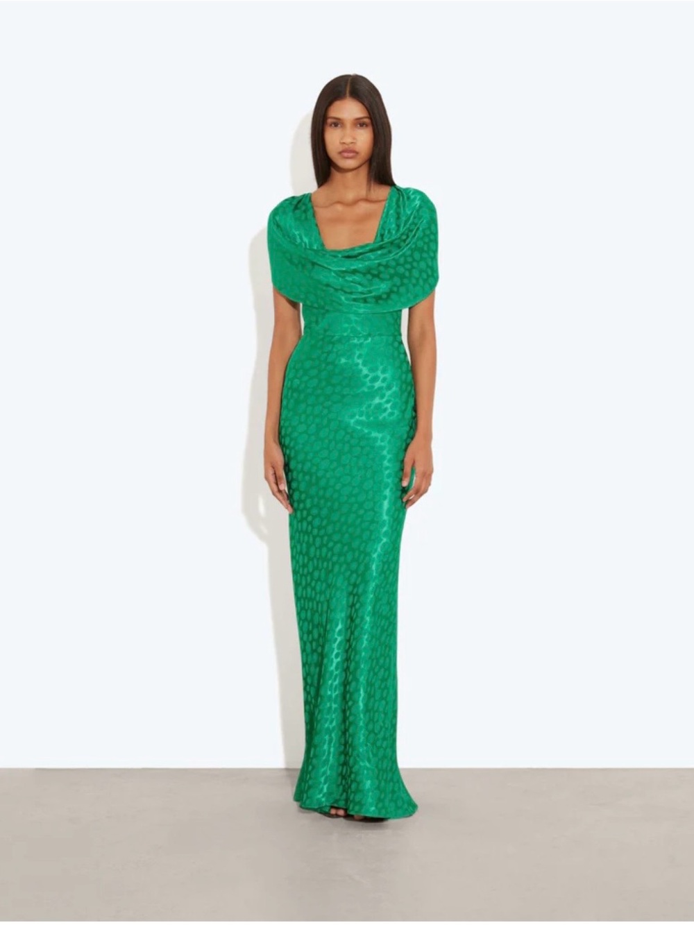 Rat & Boa Emerald Textured Cowl-Neck Maxi Dress